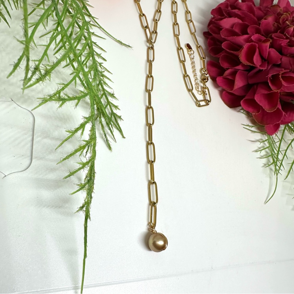 NEW⚜️Lariat Freshwater Pearl Chain Necklace - Picture 3 of 6
